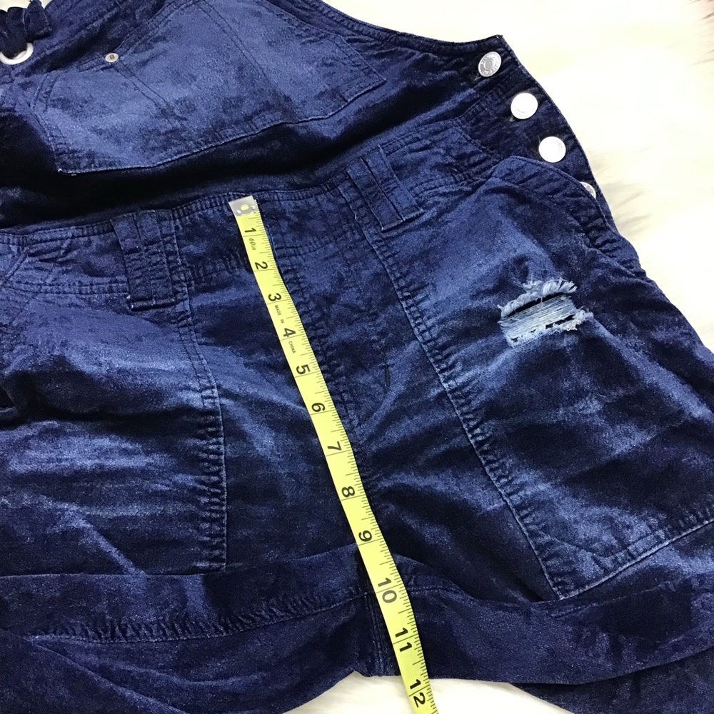 Pilcro Urban The Wanderer Velvet Overalls Jumpsuit Denim Blue 2 Boho Distressed - Picture 10 of 14
